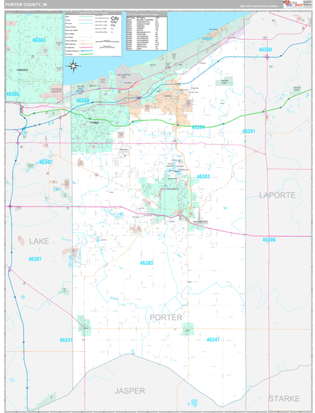 Porter County, IN Map Premium Style