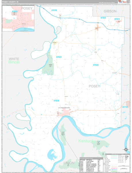 Posey County, IN Map Premium Style