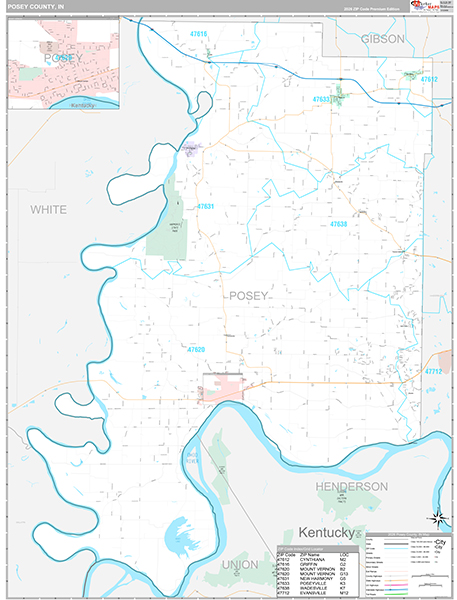 Posey County, IN Zip Code Map