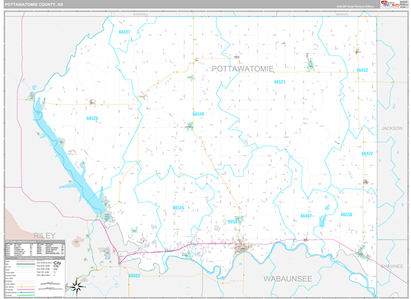 Pottawatomie County, KS Wall Map