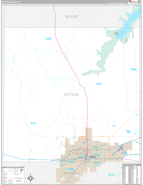 Potter County, TX Wall Map