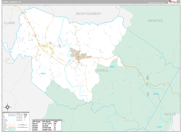 Powell County, KY Wall Map