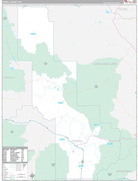 Powell County, MT Wall Map