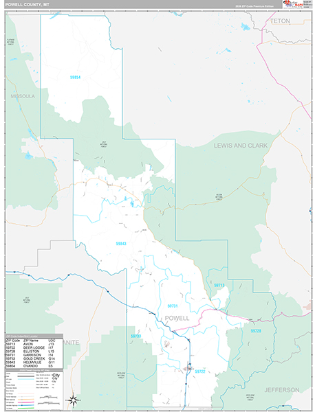 Powell County, MT Wall Map