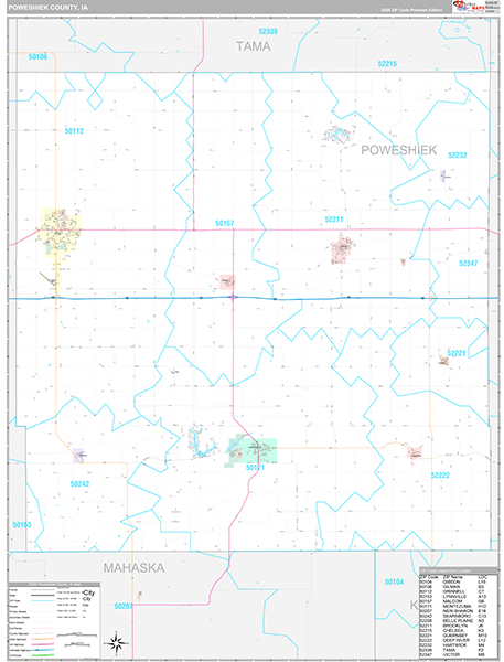 Poweshiek County, IA Carrier Route Wall Map