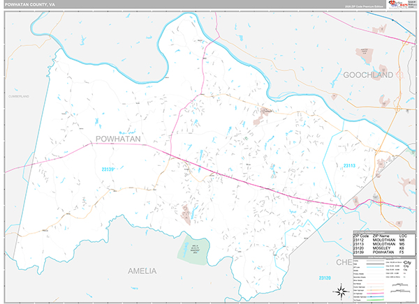 Powhatan County, VA Wall Map