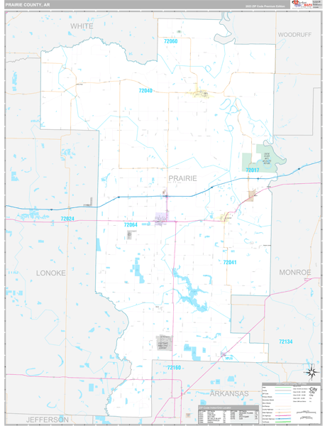 Prairie County, AR Wall Map Premium Style