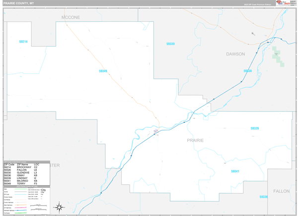 Prairie County, MT Wall Map