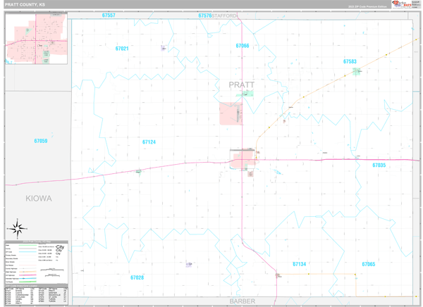 Pratt County, KS Wall Map Premium Style