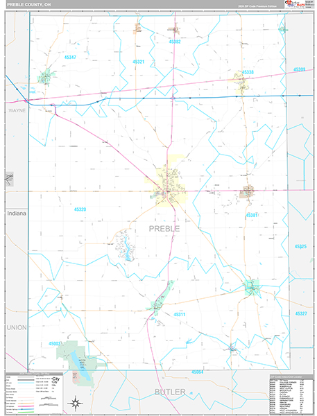 Preble County, OH Zip Code Map