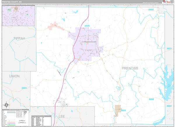 Prentiss County, MS Zip Code Map