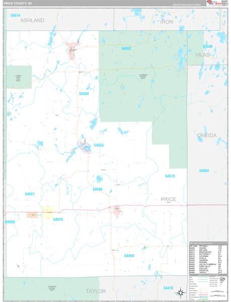 Price County, WI Zip Code Map