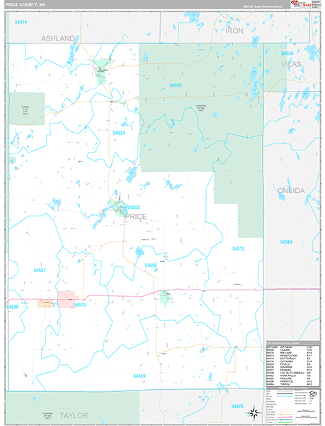 Price County, WI Wall Map