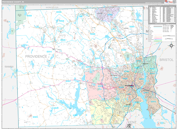 Providence County, RI Zip Code Map