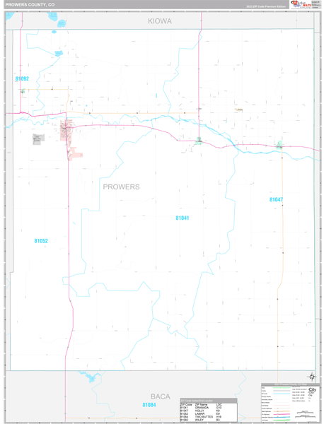 Prowers County Wall Map Premium Style