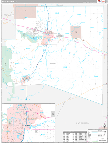 Pueblo County, CO Zip Code Map
