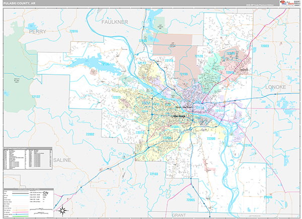 Pulaski County, AR Zip Code Map