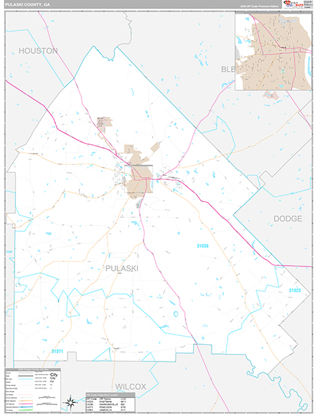 Pulaski County, GA Zip Code Map