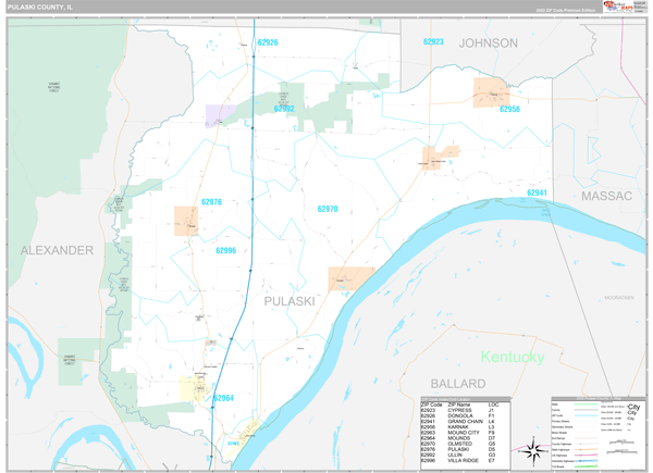 Pulaski County, IL Wall Map