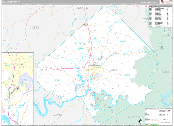 Pulaski County, KY Zip Code Map