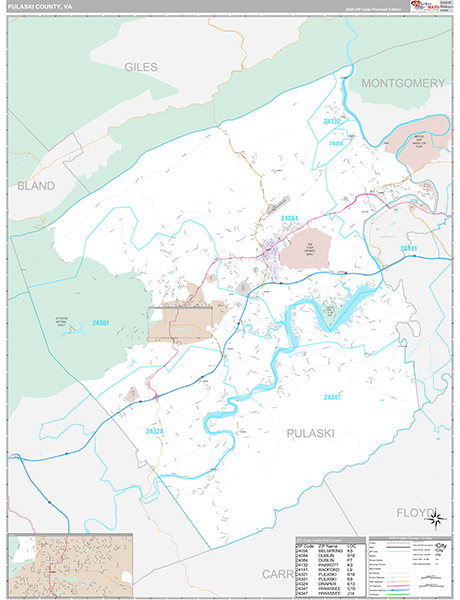 Pulaski County, VA Wall Map