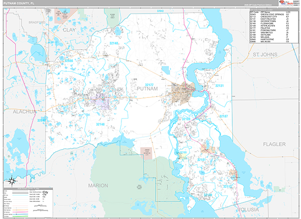 Putnam County, FL Zip Code Map
