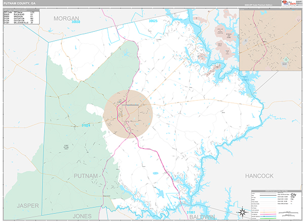 Putnam County, GA Zip Code Map
