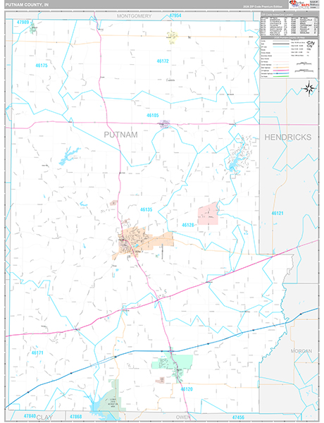 Putnam County, IN Zip Code Map
