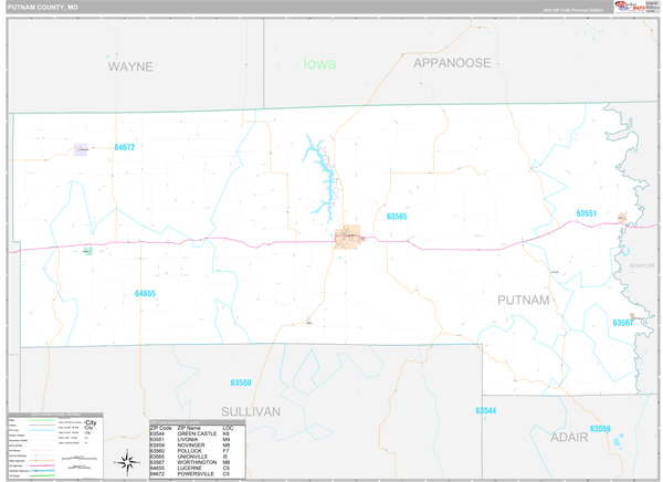Putnam County, MO Wall Map Premium Style