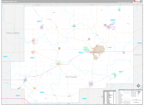 Putnam County, OH Wall Map