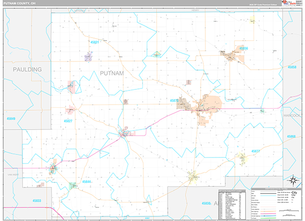 Putnam County, OH Zip Code Map