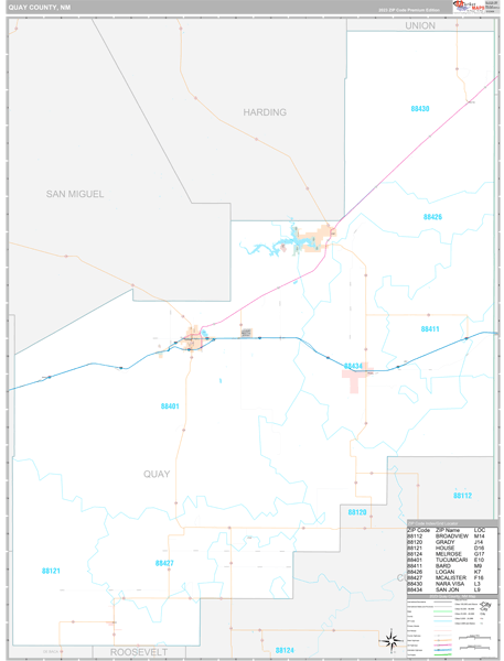 Quay County, NM Zip Code Map