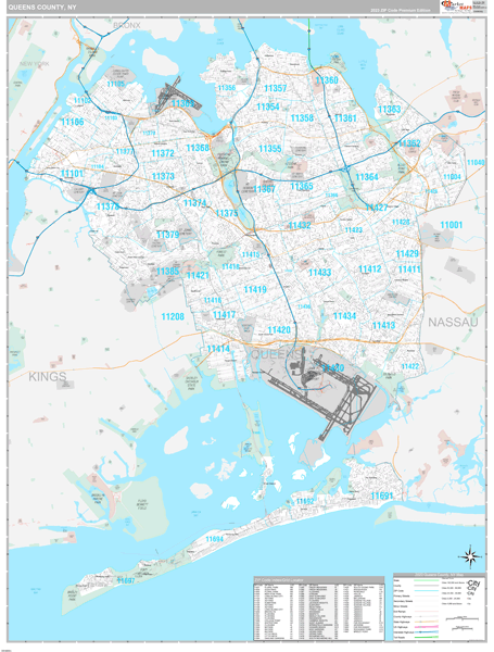 Queens County, NY Zip Code Map