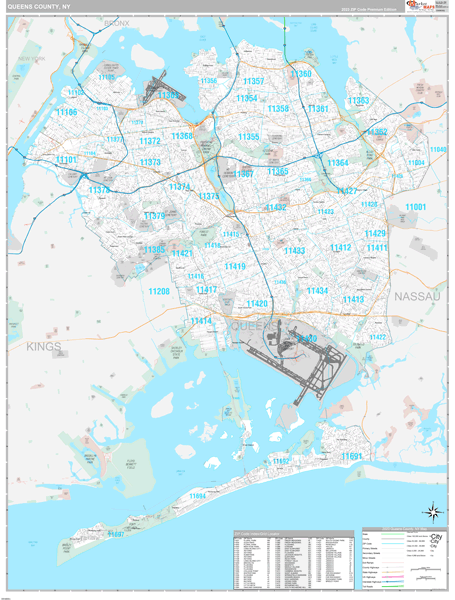 Queens County Wall Map Premium Style