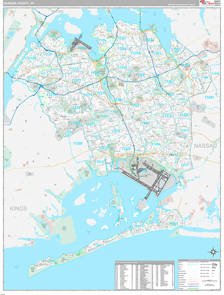 Queens County, NY Zip Code Map
