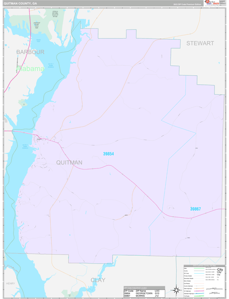 Quitman County Wall Map Premium Style