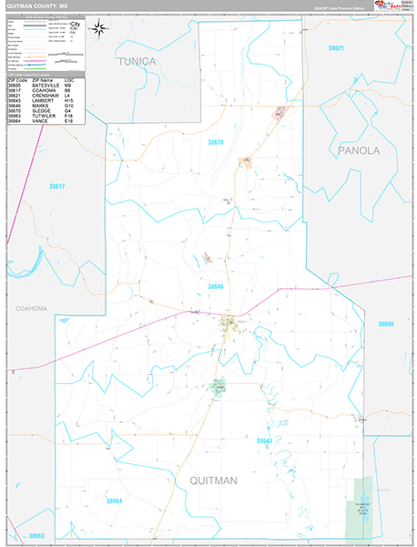 Quitman County, MS Zip Code Map