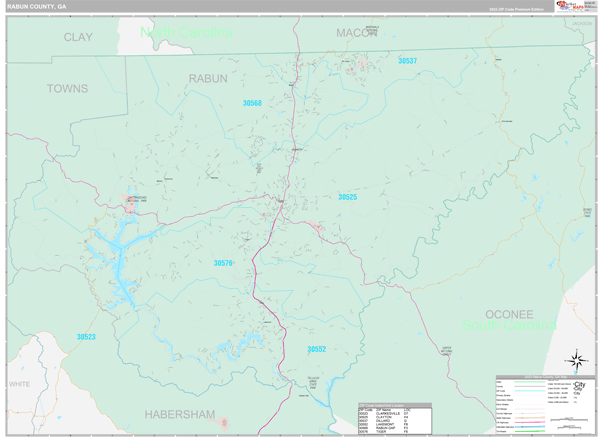 Rabun County, GA Wall Map Premium Style