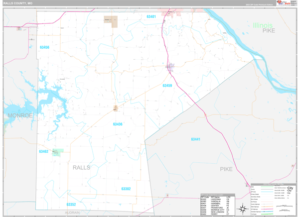 Ralls County, MO Wall Map Premium Style