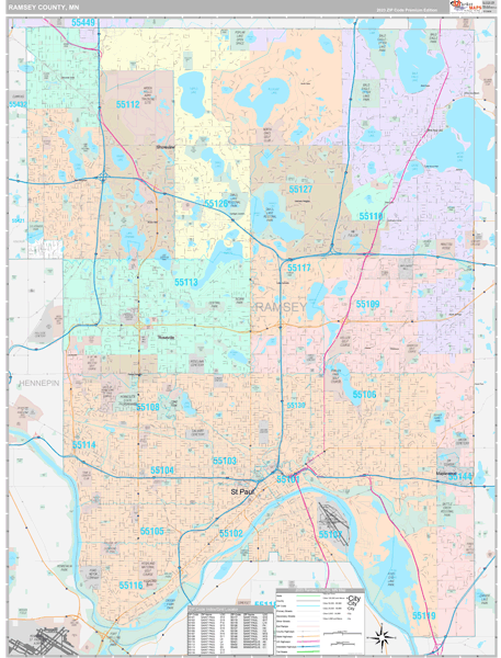 Ramsey County, MN Carrier Route Wall Map