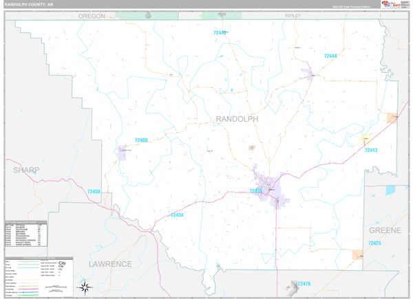 Randolph County, AR Wall Map Premium Style