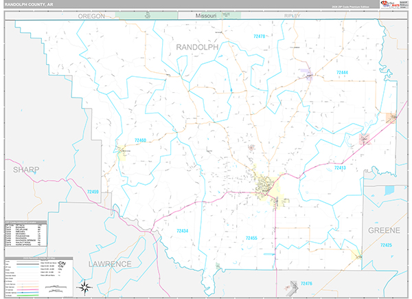 Randolph County, AR Zip Code Map