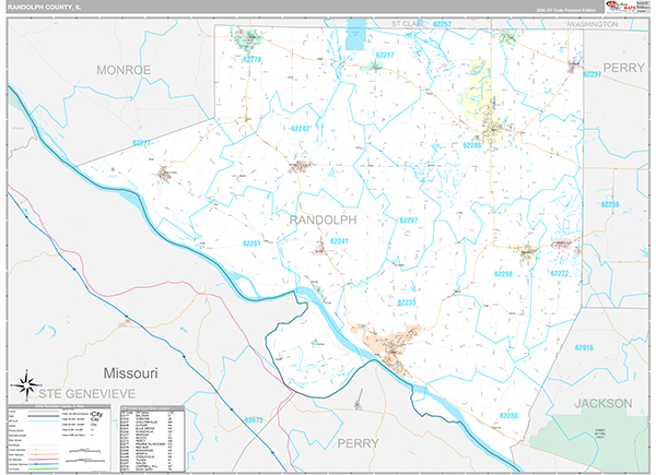 Randolph County, IL Zip Code Map