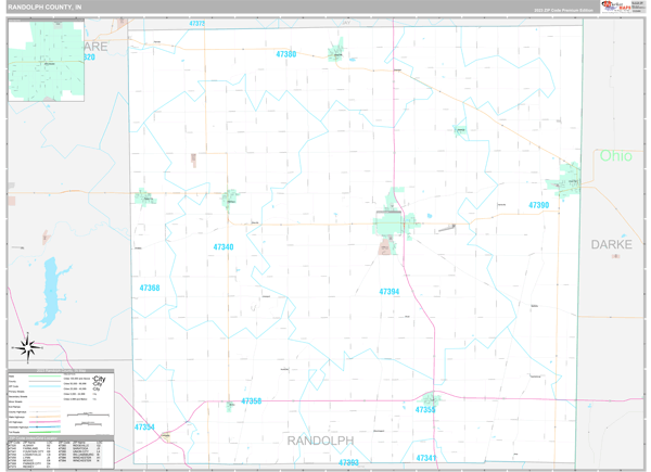Randolph County, IN Zip Code Map