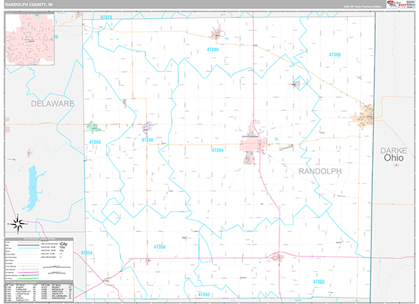 Randolph County, IN Zip Code Map