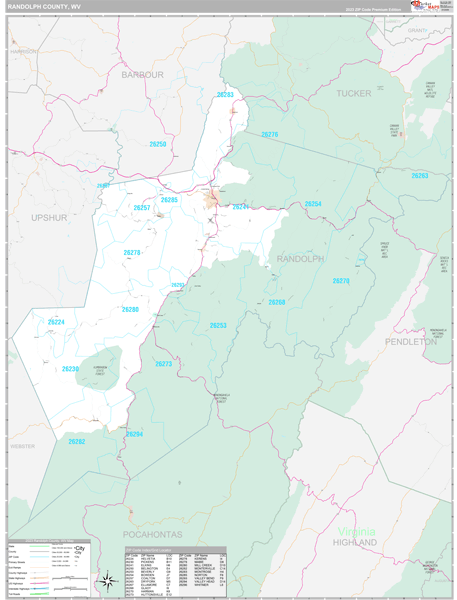 Randolph County, WV Wall Map