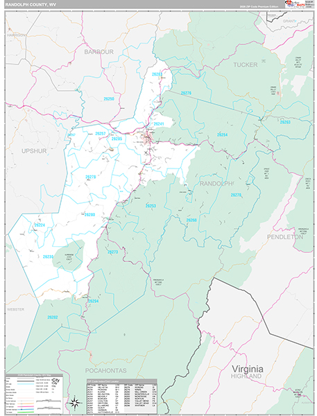 Randolph County, WV Zip Code Map