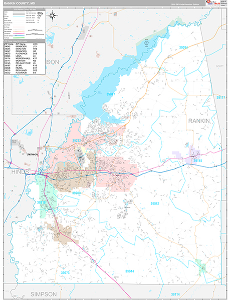 Rankin County, MS Zip Code Map