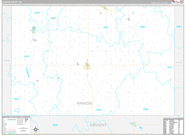 Ransom County, ND Wall Map Premium Style