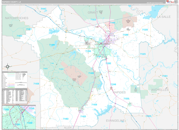 Rapides Parish (County), LA Wall Map
